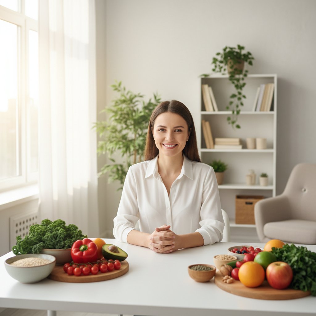 Dietitian consulting with client over personalized meal plan and nutritional charts